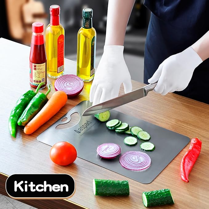 Titanium Cutting Board for Kitchen Essential Lightweight Portable Meat Fruit Metal Chopping Board Kitchenware Utensils Gadgets Suit for Home Cooking Outside Camping Picnic