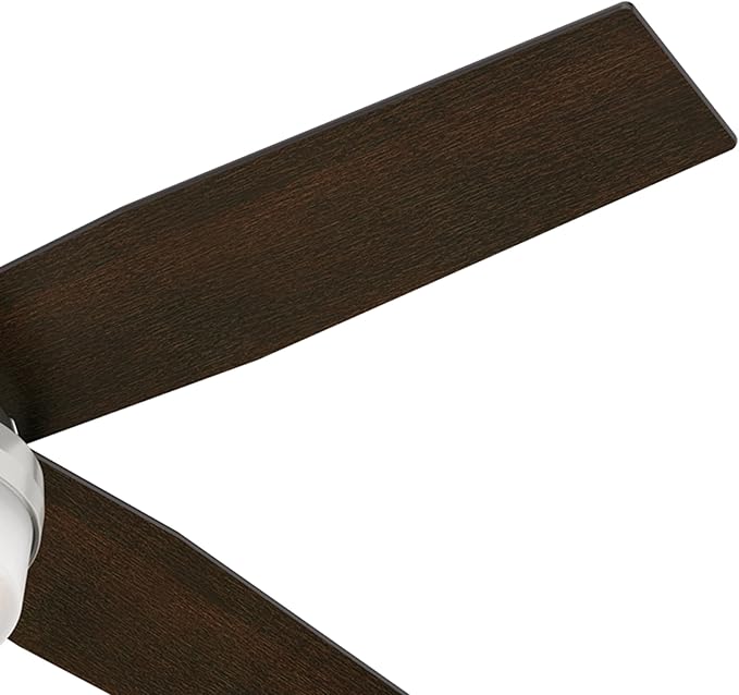 Hunter 52 inch Indoor Ceiling Fan with LED Light and Remote Control - Modern Ceiling Fan, Low Profile Mount, 4 Black Oak Blades, For Bedroom, Living Room, or Kitchen - Dempsey 59241, Brushed Nickel