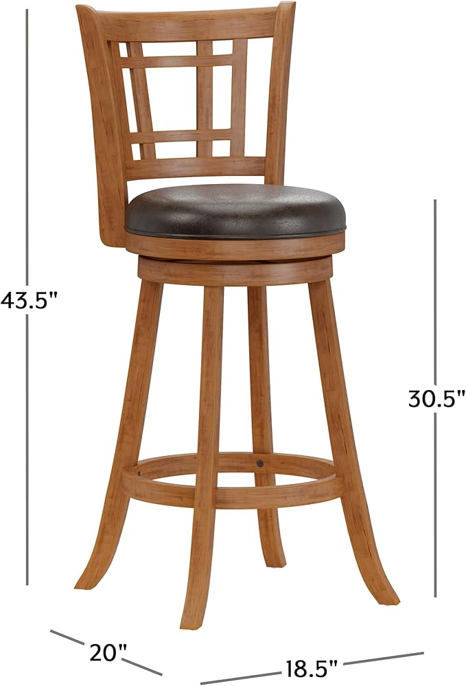 Hillsdale Fairfox 30.5" Wood Swivel Bar Height Stool, Oak