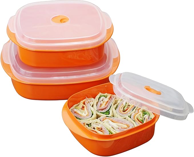 Reston Lloyd Calypso Basics Microwave Cookware, Steamer and Storage Set, Orange, Multiple Sizes, 6-Piece