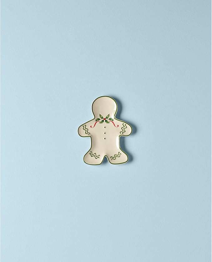 Lenox Dinnerware Set, Holiday Gingerbread Man Accent Plate, Service for 1, 8 Inch Porcelain Plate Perfect for Christmas Hosting, Dishwasher Safe, Christmas Decor, Gingerbread Man (Multicolor, 1 Piece)