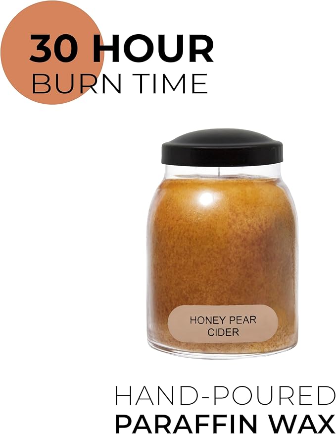 A Cheerful Giver - Honey Pear Cider Baby Scented Glass Jar Candle (6oz) with Lid & True to Life Fragrance Made in USA