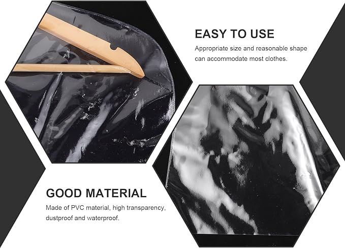 Housoutil 10Pcs Clear Plastic Garment Bags Clothes Shoulder Covers Dustproof Hanging Clothing Protectors for Coats Suits Storage and Travel