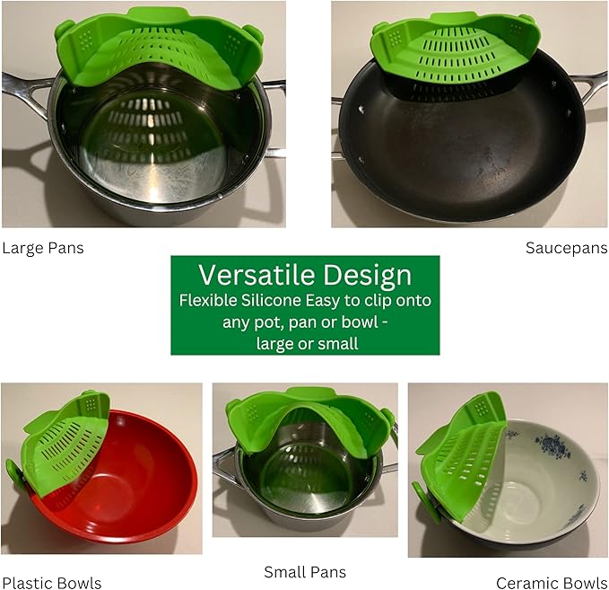 BaraBara 10 pcs Silicone Telescopic Collapsible Strainers with Handles, Foldable Bowl, Clip on Drainer. Green Spoon Rest, 3 ladle Masher Spoons. Silicone Gloves Heat Resistant Bundle Cooking Set.