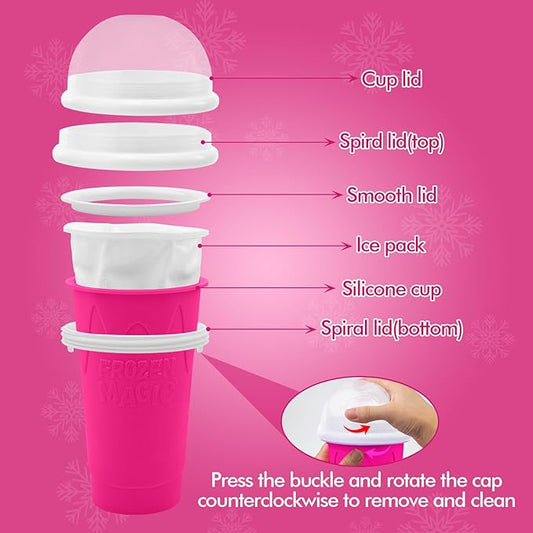 2PCS Slushie Maker Cup-500ml DIY Magic Quick Frozen Smoothies Cups for Homemade Milk Shake Ice Cream Maker, Portable Cooling Cups, Double Layer Squeeze Slushy Maker Cup, Birthday Gifts for Kids Family