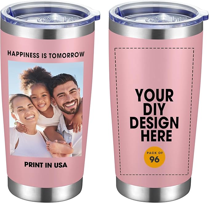 Personalized Coffee Tumbler Print in USA 20oz Stainless Steel Double Wall Insulated Coffee Cup With Text Photo Logo