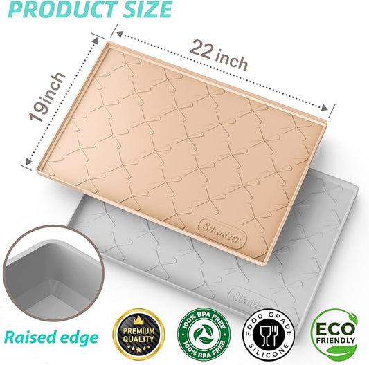 SIKADEER 22" x 19" Under Sink Mat Waterproof, Silicone Mat Kitchen Drawer Shelf and Cabinet Liner, Sink Protector for Kitchen Organizers and Storage, Boot Tray Pet Food Mats