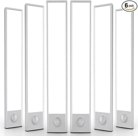 6 Pack Under Cabinet Lights Wireless, 68 LED Motion Sensor Light Indoor Rechargeable Magnetic Closet Lights Battery Operated, Under Counter Lights for Kitchen, Wardrobe, Hallway, Stairs
