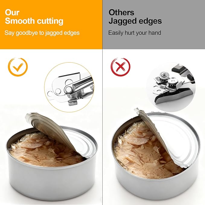 Commercial Can Opener with Magnet, Manual Heavy Duty Hand Crank Can Opener Smooth Edge with Comfortable Handles, Fit Most Size Cans, Large Cans for Seniors, Kitchen