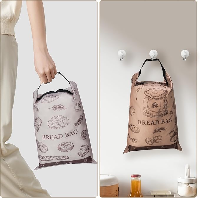 NiHome 2PCS Reusable Bread Storage Zipper Bags for Homemade Bread, 17"x12" Large Capacity Bags, Freezer Storage Zipper Bag, Double-Layer Protection with Waterproof & Oil-Resistant Lining
