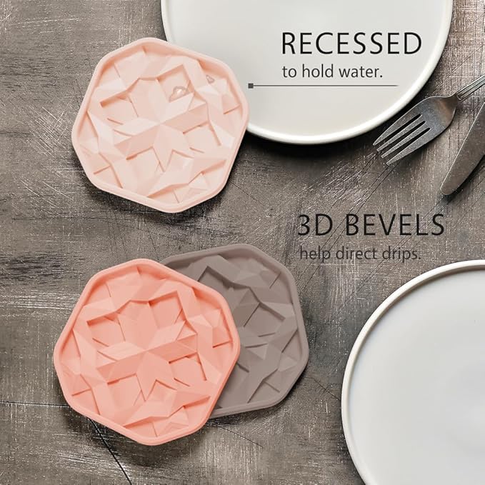 UMIRRO Silicone Cup Coasters for Drinks with Holder, Modern Home Bar or Kitchen Essentials, Pink House Decor Gifts, Small Unique Birthday Gift Ideas for Women Mom Grandma Her, 4", Set of 6