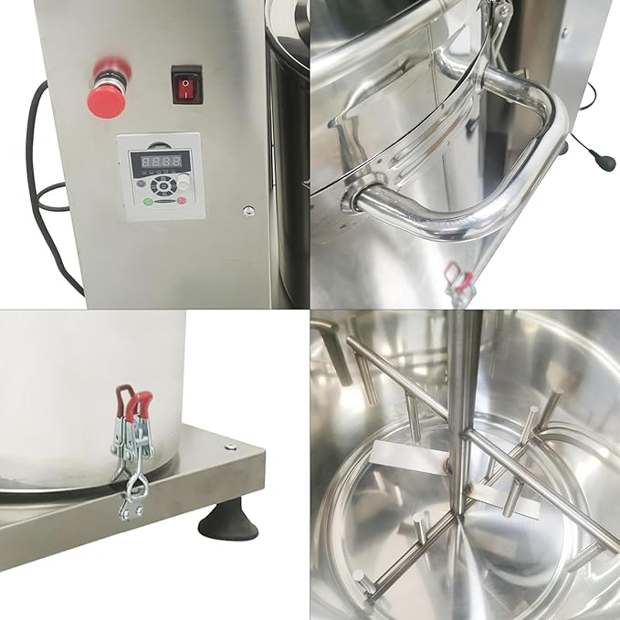 Electric Meat Vegetable Mixer 43L Commercial Stuffing Mixer Stainless Steel Multifunctional Stirring Machine Various Fillings Mixing for Sausage Meat Dumpling Pie Meatball 0-200r/min 220V