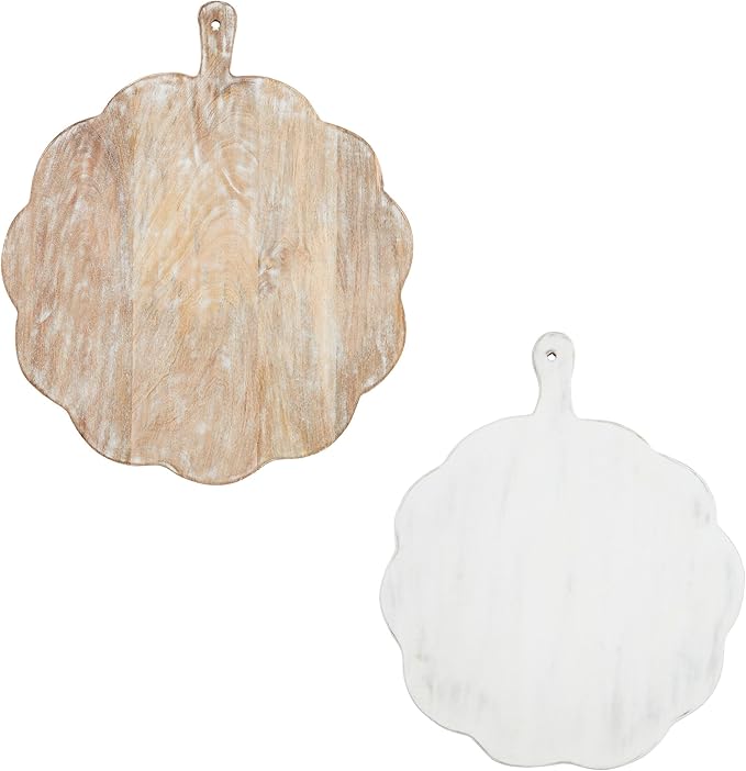 Mud Pie Scalloped Wood Board, Small; 19" X 16"