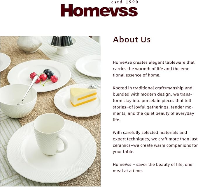 HomeVss, New Bone China Dinnerware Set, Embossed Rain Drops Design, 20pc Set