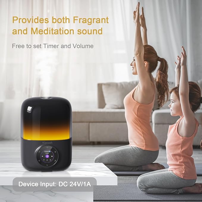Kipcush Essential Oil Diffuser, 250ML Humidifier withWhite Noise Machine, LED Mood Lighting, TouchScreen,Timer, Auto-Off