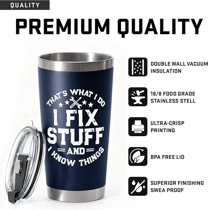Christmas Gifts for Men, Dad, Grandpa - Birthday Gifts for Mens Unique - Stocking Stuffers for men - Dads Birthday Gift Ideas - 20Oz Men Tumbler Stainless Steel for Birthday, Christmas, Father's Day