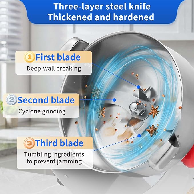Electric Grain Mill 3500W Superfine Powder Grinder Dry Grinder Machine 36000r/min High-speed Grain Mill 270° swingable Dry Material Grinding Machine Stainless Steel Pulverizer 2000g
