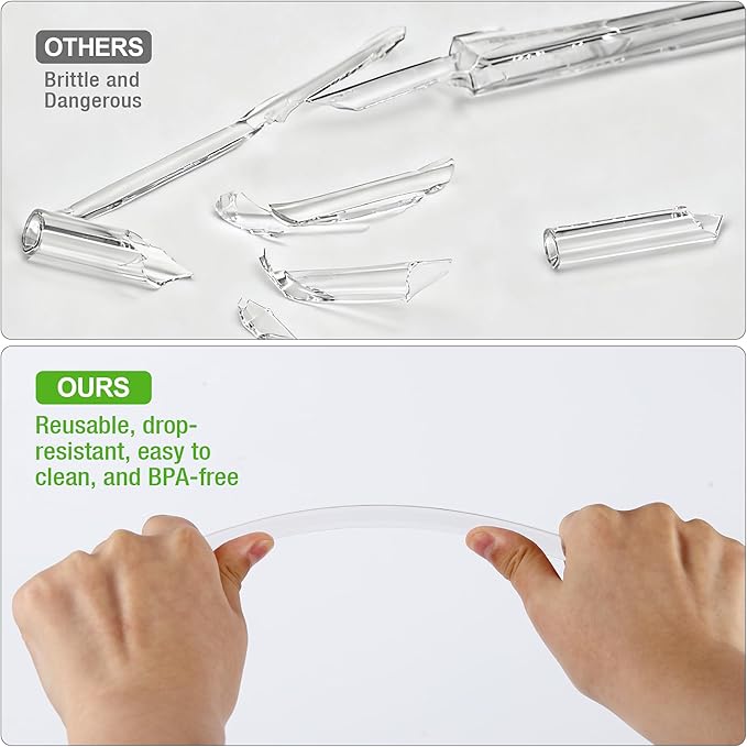Reusable Straws fit for Stanley 40oz Tumbler, 12-inch Clear Tritan Straws, 6-Pack with Cleaning Brush