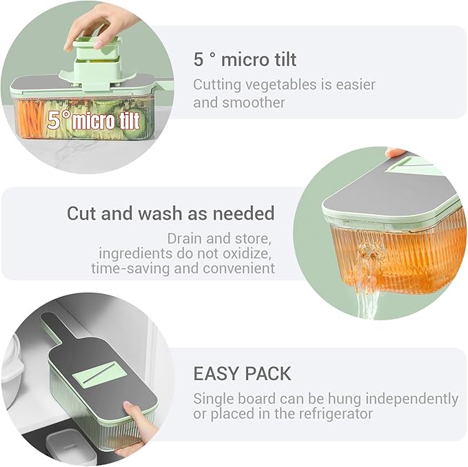 Multifunctional Mandoline food Slicer & Vegetable Chopper with Container – 6-in-1, mandolin, Cutter, Grater, Potato Slicer, Tomato Cutter, cabbage grater & Fruit/Veggie Shredder -Safe & Easy to Use