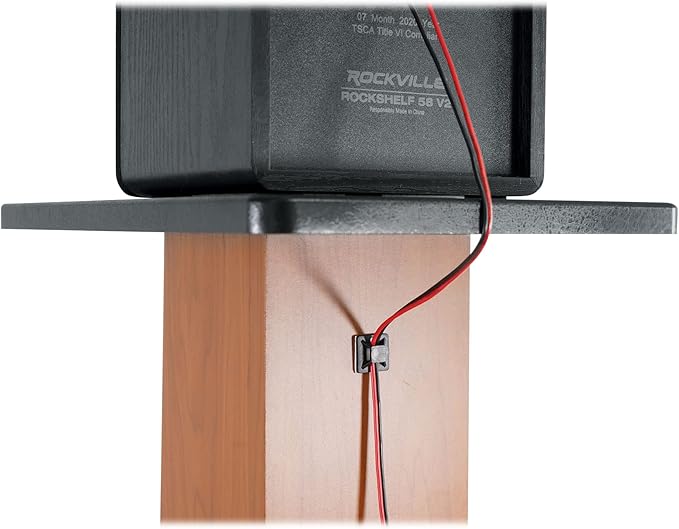 Rockville Pair SS36C 36" Classic Wood-Grain Speaker Stands, Solid MDF, 100 lb Capacity, Dual Top Plates, Isolation Pads, Brass and Rubber Spikes, Cable Management for Home Audio and Studio