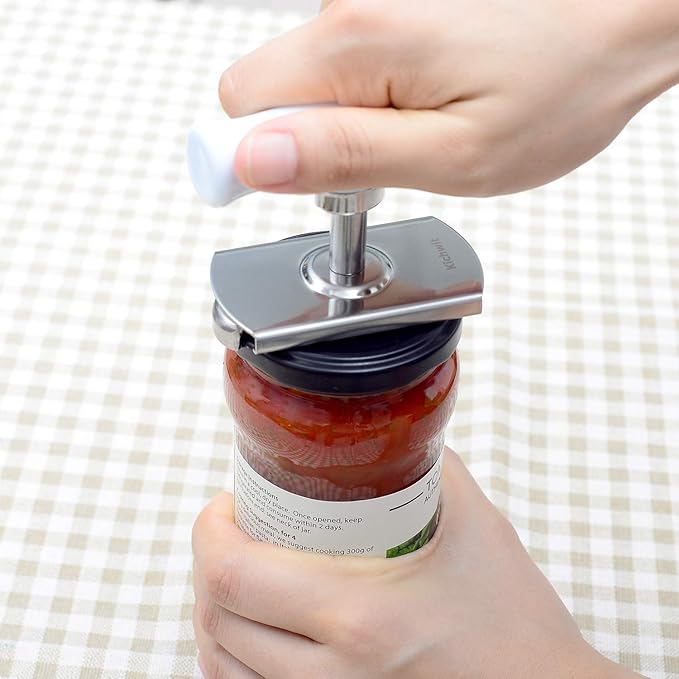 Kichwit Jar Opener for Arthritis, Stainless Steel Jar Lid Opener, for Small and Medium Jar Lids, Bottle Opener Keychain Included