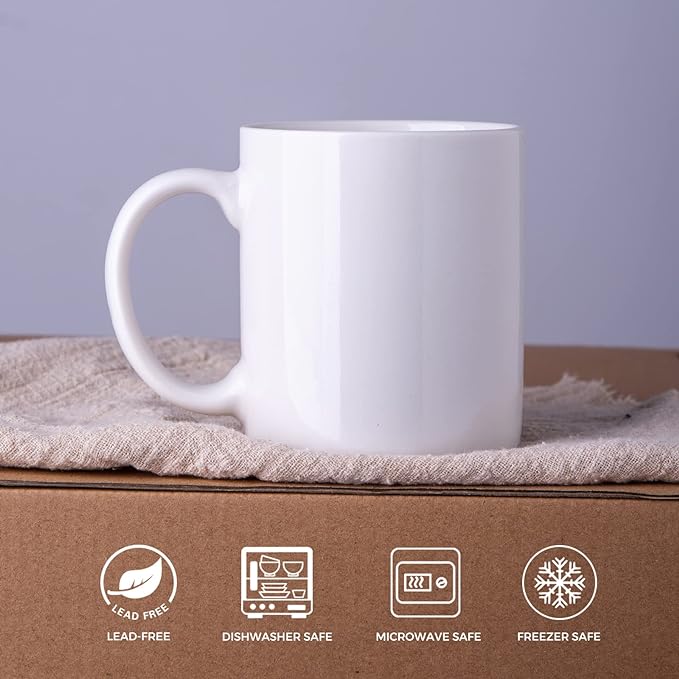 GBHOME 12 OZ Off White Coffee Mugs, Ceramic Coffee Mugs with Large Handle for Man, Woman, Dad, Mom, Light Weight Mugs Set for Latte/Cappuccino/Cocoa/Milk, Dishwasher & Microwave Safe, 4PCS