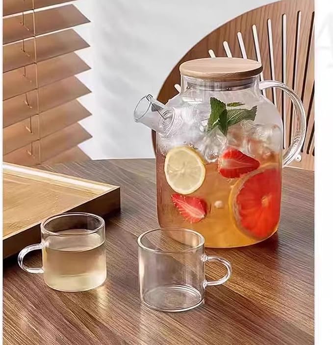 Glass Teapot Stove Safe, with Removable Filter Infuser, Suit for Loose Leaf Tea and Flowering Tea (60.8oz)