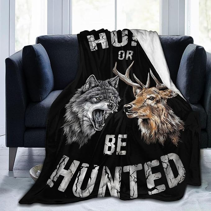 Hunting Blanket Gifts for Men Dad Wolf Deer Throw Blankets Cozy Plush Fleece Hunters Decor Flannel Fuzzy for Couch Chair Bed 50"X40"