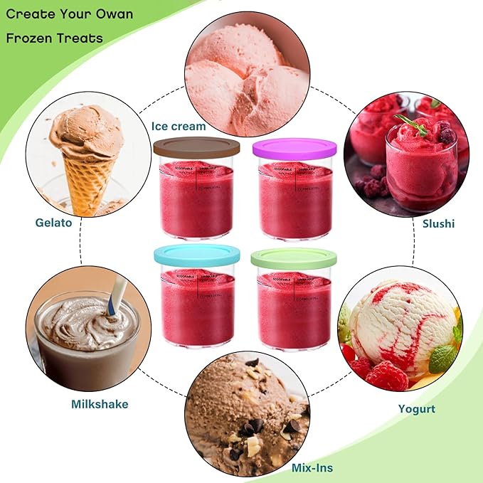 Replacement for Creami Deluxe Pints and Lids 4 Pack,Compatible with Ninja Creami 11-in-1 NC501 NC500 Series Deluxe Ice Cream Maker,24oz Deluxe XL Cups(Purple,Blue,Brown,Green)