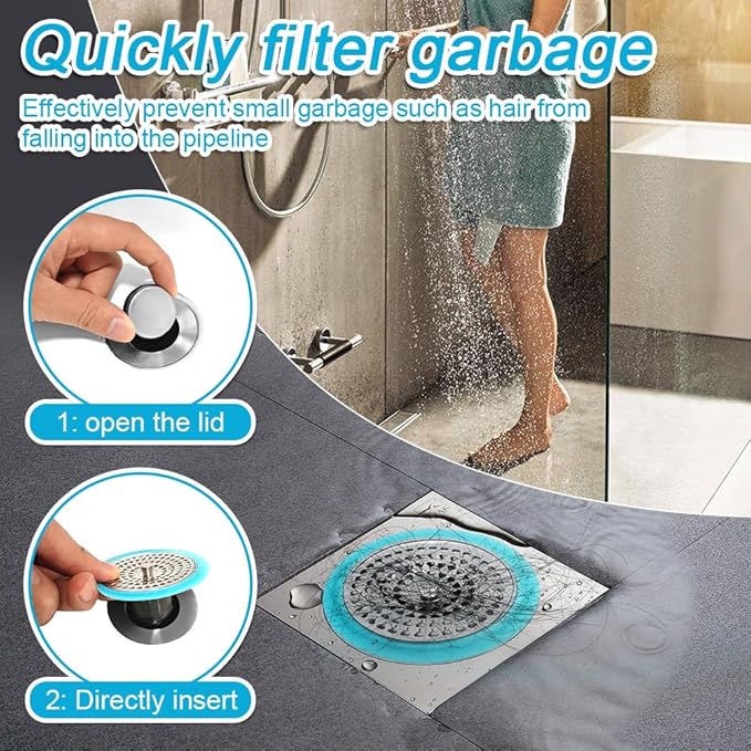 Stainless steelShower Hair Catcher,Shower Drain Cover,Shower Drain Strainer,Shower Drain,Best Hair Catcher for Sink Drain,Shower Hair Strainer, Easy to Clean and use