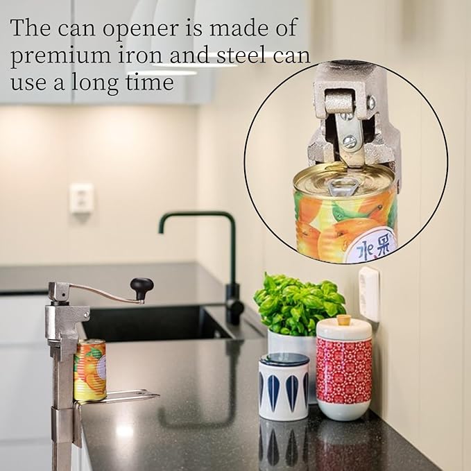 Can Opener Industrial Can Opener, Heavy Duty Commercial Can Opener Tabletop Manual Can Opener with Table Bench Clamp for Kitchen Restaurant Hotel Bar, 17.5
