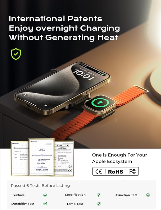 LISEN for MagSafe Charger Stand for iPhone Magnetic Apple Watch Airpods Charging, Airplane Gadgets Magsafe Kickstand for iPhone Wireless Charger Gifts for Women Men Travel Essentials