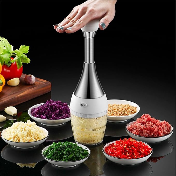 Vegetable Chopper Push-Press Hand - Manual Veggie Chopper Salad Dicer - Stainless Food Chopper - Food Chopper For Onions - Multifunctional Manual Veggie Chopper For Garlic