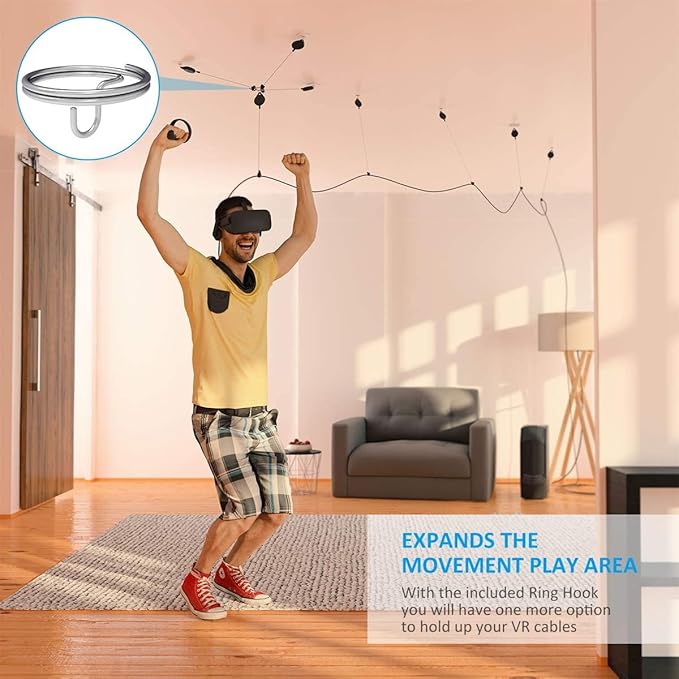 KIWI design VR Cable Management, 6 Packs VR Pulley System Compatible with Quest 3S/3/2/1/Pico/PSVR/PSVR2