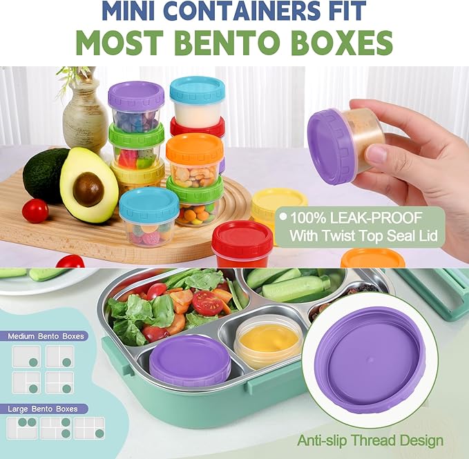 2 oz Small Plastic Containers with Lids, 6 Pack Salad Dressing Container, Reusable Condiment Containers Sauce Cups, with Pen and Brush, Freezer, Microwave & Dishwasher Safe