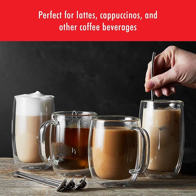ZWILLING Sorrento Plus 2-pc Double-Wall Glass Coffee Mug Set, Clear