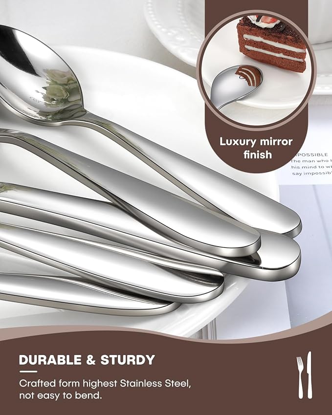 Silverware Set, Ollex 10 Pieces Stainless Steel Flatware Set for 2, Heavy Duty Utensil Set with Premium Mirror Polished Knives Spoons Forks Utensils Set for Kitchen Cutlery Set, Dishwasher Safe