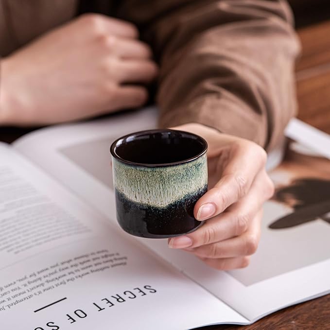 Espresso Cups Set of 2, Ceramic Espresso Cups, Expresso Shots Cups, 2.5oz Tea Cups, Demitasse Cups (4, black white)