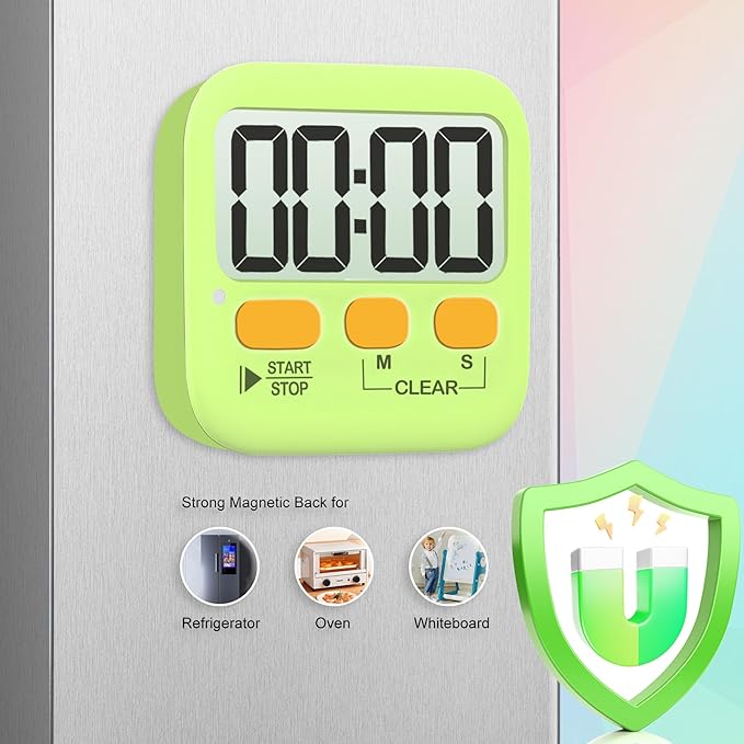 Antonki 2 Pack Digital Timer for Kids, Magnetic Countdown Kitchen Timers for Cooking, Egg, Classroom, Teacher, Exercise, Study, Oven - Battery Included