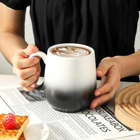 HASENSE 20oz Large Coffee Mug, Ceramic Tea Cup with Handle for Office and Home, Ideal for Latte, Hot Tea, Cappuccino, Mocha, Cocoa, Dishwasher and Microwave Safe, 1PCS(Gradient Black)