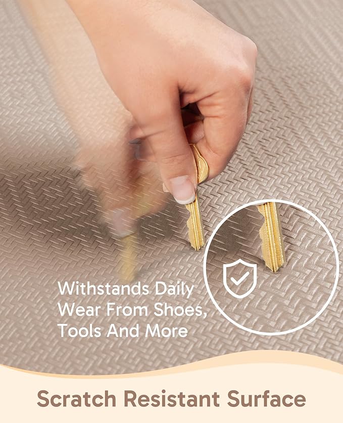 Ophanie Kitchen Mats for Floor, 3/4 inch Thick, 20x32 Anti Fatigue Christmas Cushioned Mat, Kitchen Rug, Waterproof, Comfort Ergonomic Standing Mat for Office, Home, Sink, Beige Non-Slip Ridged Bottom