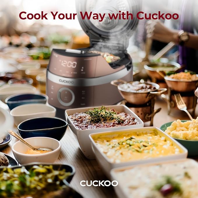 CUCKOO CRP-JHR1009F | 10-Cup (Uncooked) Induction Heating Pressure Rice Cooker | 19 Menu Options, Auto-Clean, Voice Guide, Made in Korea | Copper