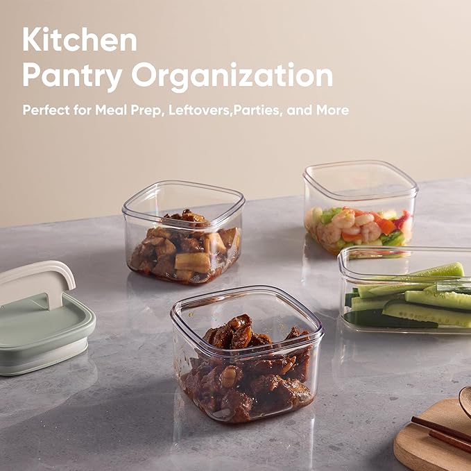 CAROTE Food Storage Containers with Lids 20 PCS BPA-Free Plastic Food Storage Set Air Tight Kitchen and Pantry Organization Canisters for Lunch Meal Prep& Leftovers (Sage Green/Grey)