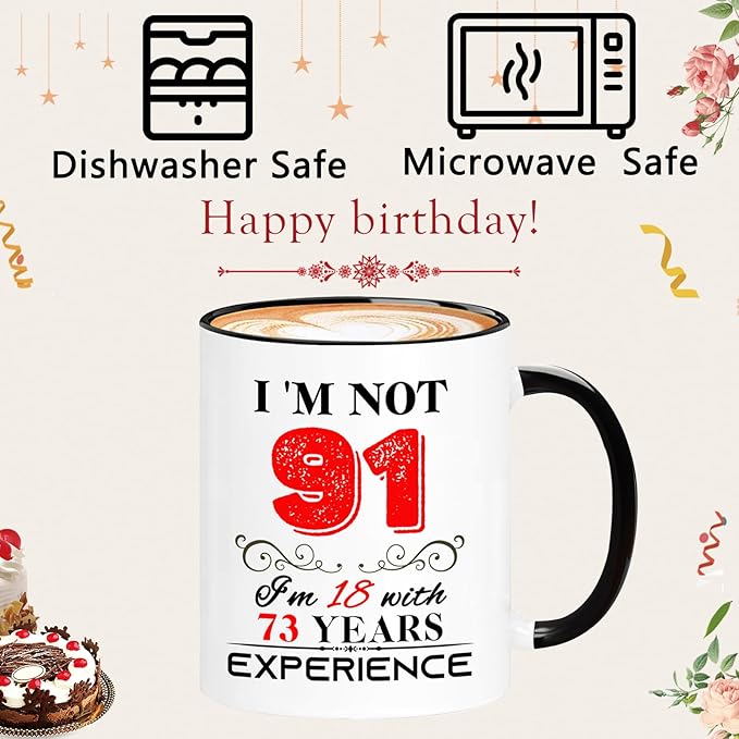 1934 91th Birthday Mug for Women Men, Turning 91 Year Old Birthday Gifts for Mom, Dad, Grandma, Grandpa, Wife, Husband, Uncle, Aunt, Sister, Best Friends, Coworkers, Her, Him, 11oz Coffee Cup