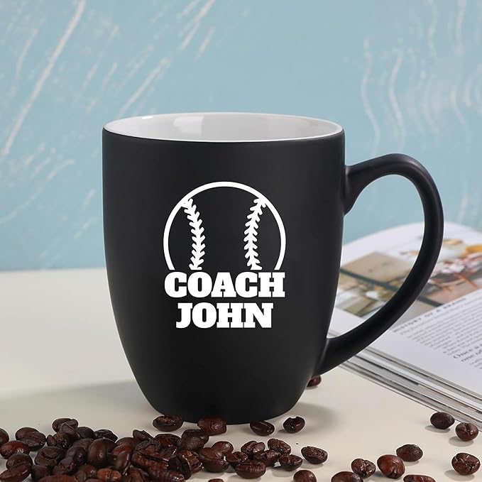 Personalized Coach Gifts for Men, 16oz Custom Engraved Coffee Mug, Soccer Football Softball Volleyball Coach Gifts Wrestling Gymnastics Coach Gift