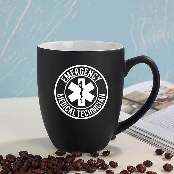 Personalized EMTs Star of Life Mugs, 16oz Custom Coffee Mug with Engraved Name & Text, Funny Gifts for Paramedics and EMTS, Christmas Birthday Gift for EMTs Emergency Nurse Friends Coworkers