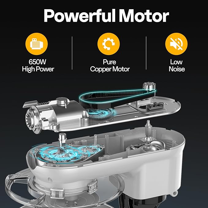 VIVOHOME 3 in 1 Multifunctional Stand Mixer with 6 Quart Stainless Steel Bowl, 650W 6 Speed Tilt-Head Meat Grinder, Juice Blender, Silver