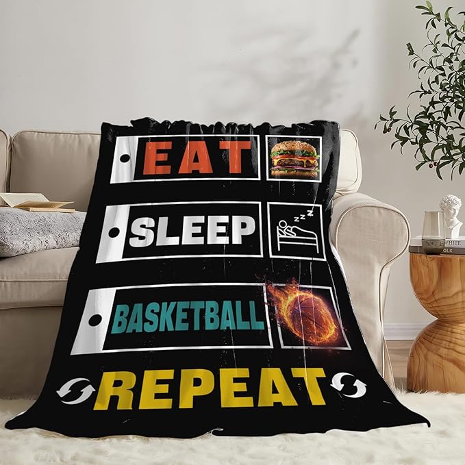 Basketball Blanket Gifts for Girls Boys Sports Throw Cozy Plush Fleece Flannel Lightweight Fuzzy Party Blankets for Women Men 50"X40"