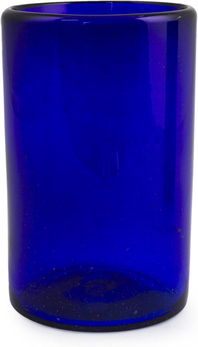 NOVICA Artisan Crafted Cobalt Blue Hand Blown Recycled Glass Cocktail Glasses, 14 Oz, 'Solid Blue' (Set Of 6)