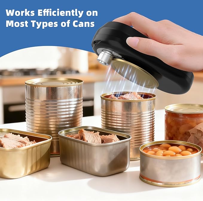 Auto Stop Can Opener, USB Rechargeable Electric Can Opener for Seniors & Arthritis, One-Touch Automatic Can Opener, Hands-Free, Smooth Edge, Compact, Cordless, Food-Safe Kitchen Gadgets